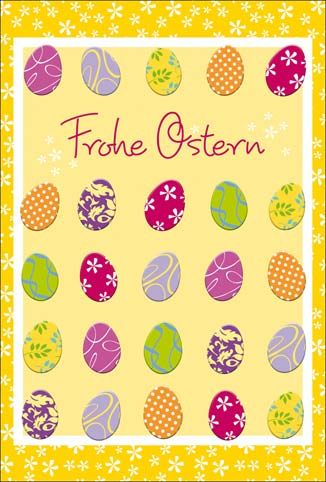Osterkarte mit farbigen Ostereiern