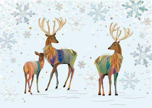 Edle Weihnachtskarte ohne Text drei Rentiere