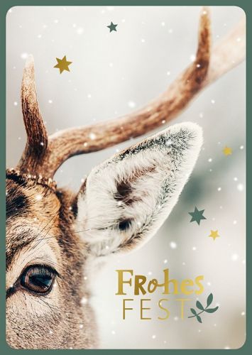 Moderne Weihnachtskarte Hirsch Frohes Fest