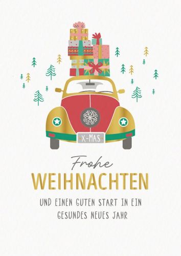 Weihnachtskarte mit Auto