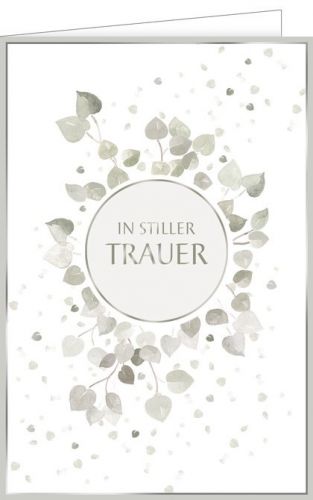 Stilvolle Trauerkarte mit Blätter
